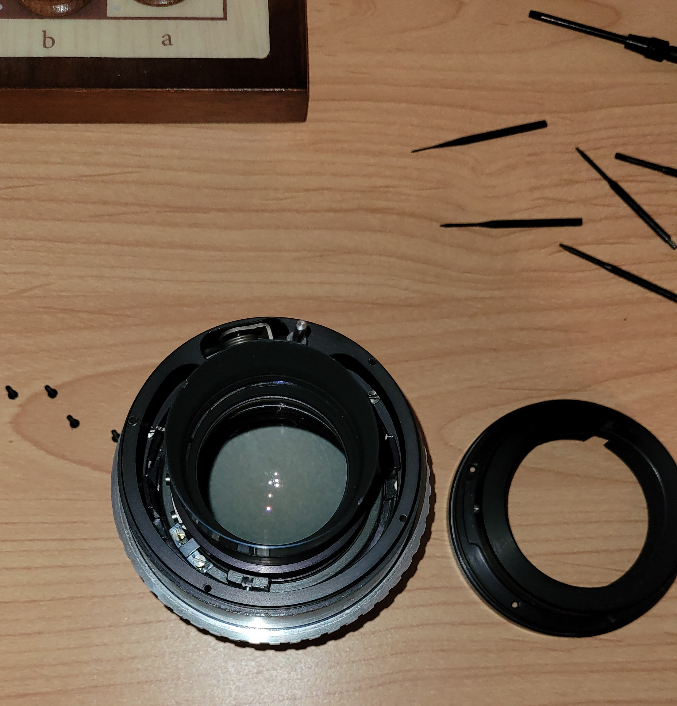 Close-up of uneven blade sheen and early contamination