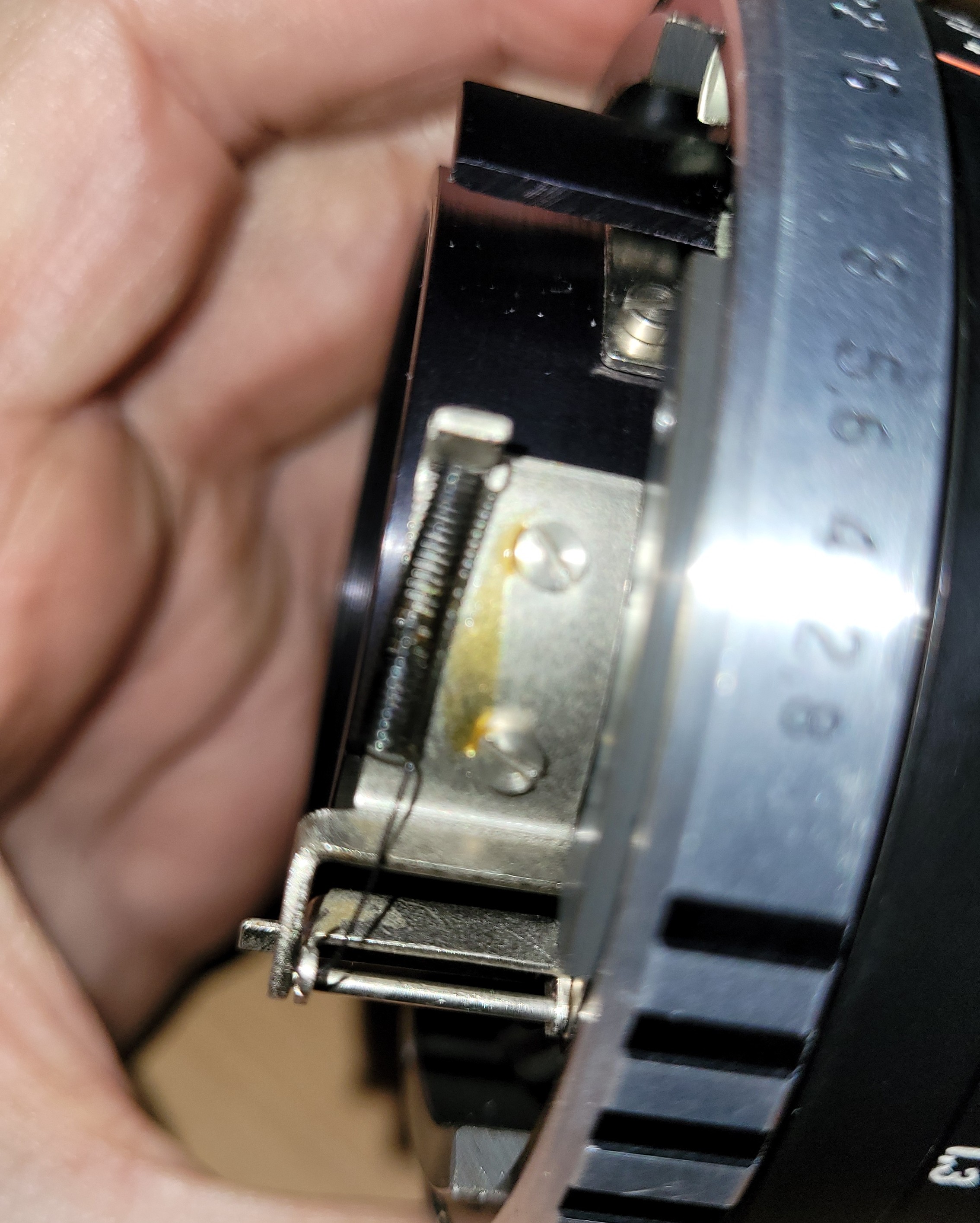 Final pre-cleaning view of the contaminated aperture